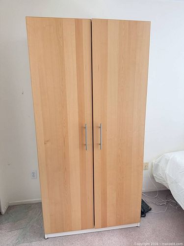 Ikea Wood 2-Door Wardrobe / Armoire 39x23x79” contents NOT INCLUDED  (1 of 5)