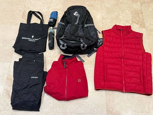 Outdoor Clothing. Backpack + Accessory Lot  (1 of 10)