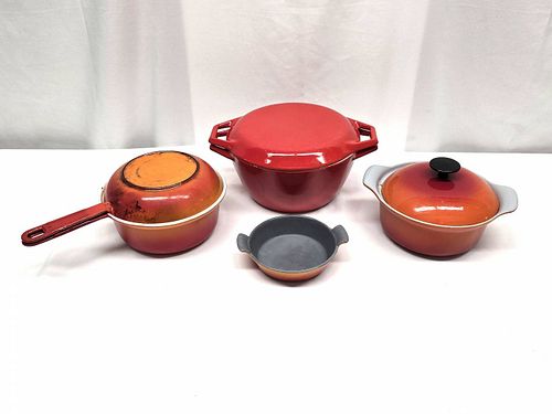 Lot of Vintage Orange & Red Enameled Cookware (1 of 10)