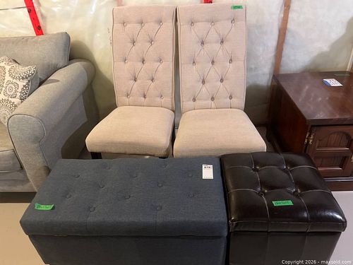 Two Chairs, Blue Storage Bench, and Black Storage Ottoman (1 of 14)