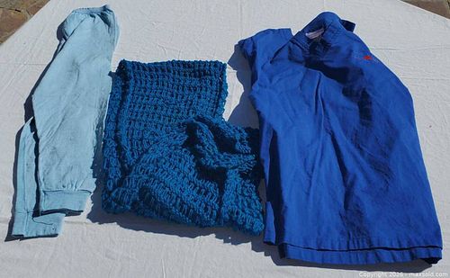 1 Lot of Women's articles - PJ bottoms, crochet scarf & top (1 of 6)