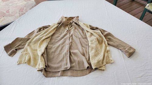 Women's Beige Shirt & Sweater Vest (1 of 3)