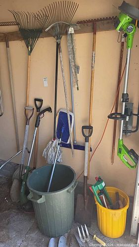 Garden Tool Lot with Rakes, Shovels, Forks, Hand Tools (1 of 13)