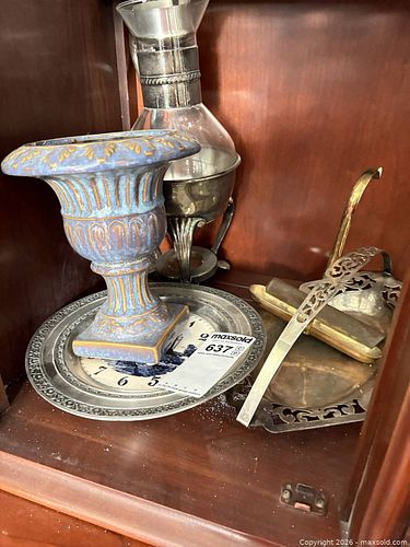 Mixed Vintage Decorative Urn, Decanter, Trays, Brass Coal Scuttle (1 of 9)