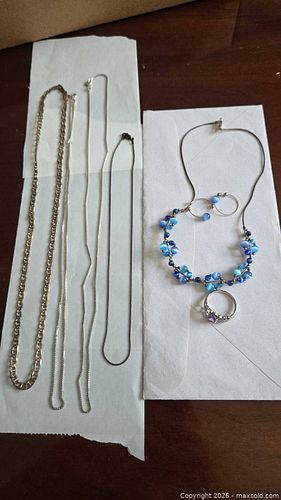Sterling Silver (925) & Blue/Purple Glass Bead Jewelry Lot (1 of 10)