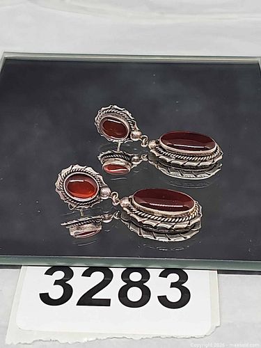Sterling Silver Carnelian Dangle Post Earrings (Pair) (1 of 5)