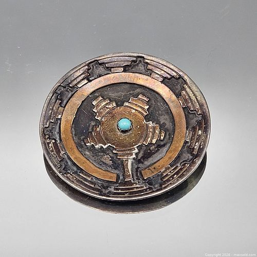 Sterling Silver Turquoise Southwestern Brooch/Pin (1 of 5)