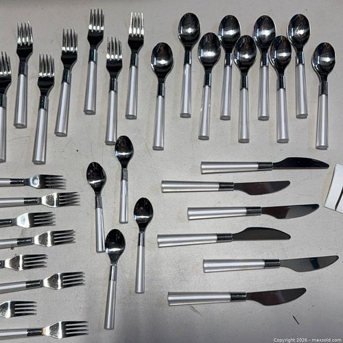 Vintage IKEA Post Modern Lucite ,Stainless Steel Flatware Set, Polished Silver (1 of 7)