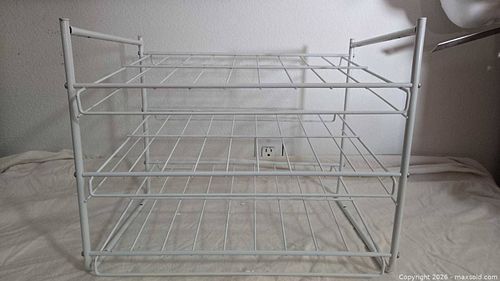 White Metal 3-Tier Wire Shoe Rack (1 of 3)
