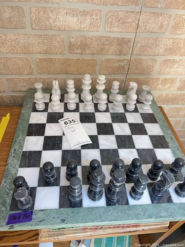 Marble/Stone Chess Set with Full Pieces, Approx. 16 x 16 in Board (1 of 5)