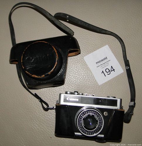  Vintage Canon “Canonet” Junior Camera 40mm F1:2.8 Lens & Original Leather Case with Neck Strap (1 of 5)