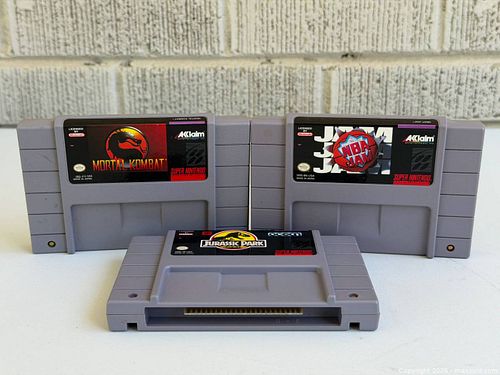 Vintage Mortal Kombat + NBA Jam + Jurassic Park Super Nintendo Video Games (1 of 13)