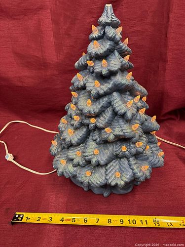 Blue Ceramic Christmas Tree, Corded Electric, Medium (1 of 3)