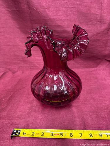 Vintage Cranberry Blown Glass Vase (1 of 5)