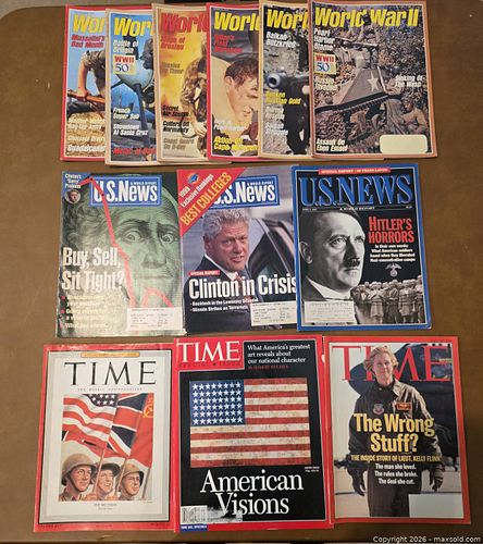 12 Magazines: TIME (1945 Commemorative Issue), U.S. News & World Report, World War II (1 of 4)