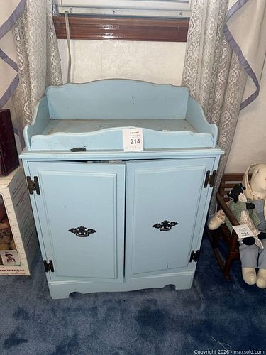 Light Blue Shabby Chic Wooden Cabinet with Hinged Doors (1 of 5)