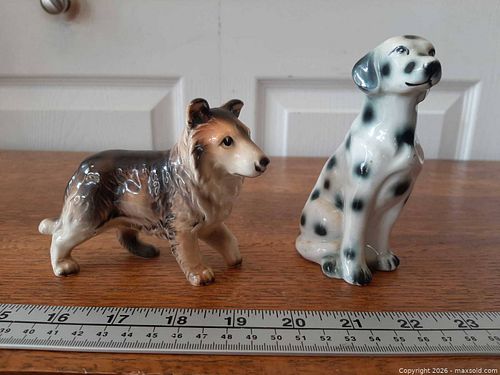 Porcelain collie and dalmatian figurines (1 of 5)