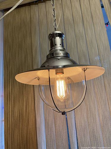 MCM Industrial Nautical Chrome Large Pendant Light with Glass Shade (1 of 12)