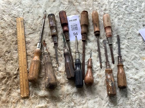 Mixed Hand Tool Set: Screwdrivers, Awls & Files (16+) wood handled (1 of 6)