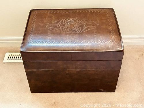 Brown Faux Leather Storage Chest  (1 of 3)
