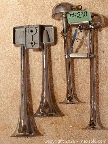 Pair of Marine-Grade Stainless Steel Dual Trumpet Horns  (1 of 3)
