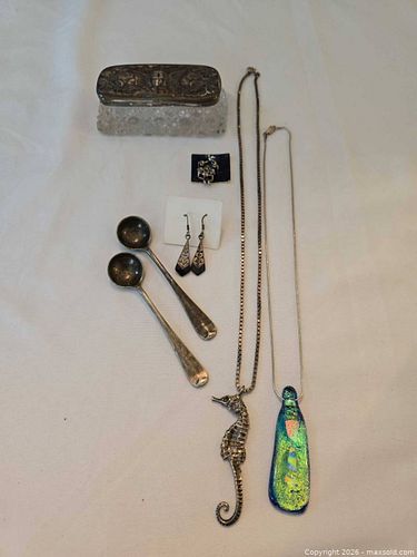 Sterling Silver, Dichroic Glass Jewelry, Flatware & Trinket Box (1 of 28)
