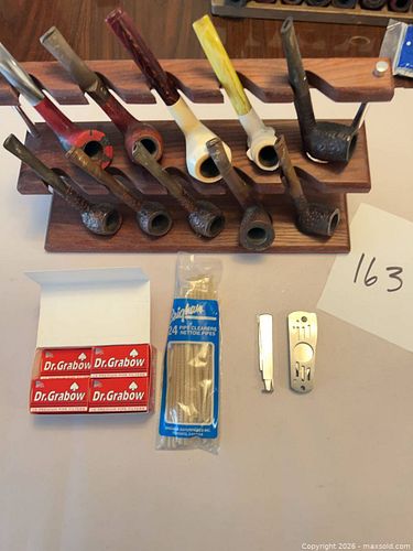 Mixed Smoking Pipes with Wooden Multi-Tier Stand & Accessories (1 of 8)