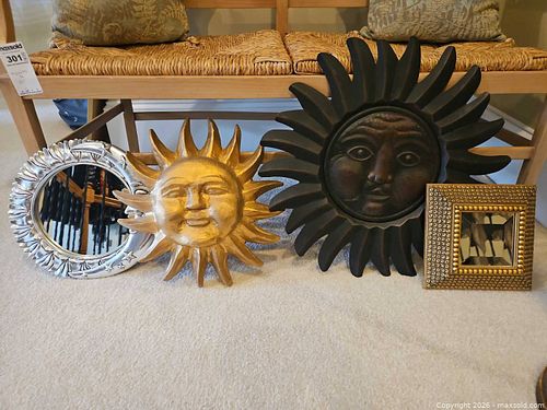 Set of 4 Celestial Wall Mirrors and Sun/Moon Plaques (1 of 14)