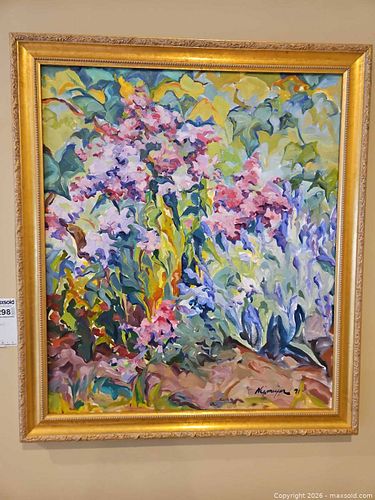 Signed Niemeyer 1971 Large Floral Abstract Oil Painting (1 of 11)