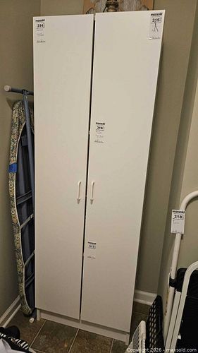 White Tall Double-Door Storage Cabinet, Laminate/MDF (1 of 7)