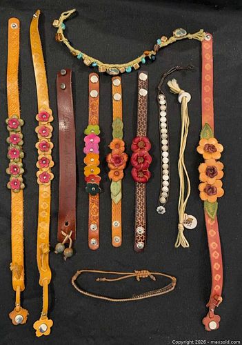 Beautiful Leather Jewelry Tooled Chokers and Bracelets  (1 of 20)