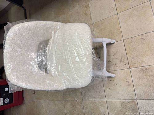 Modern White Bouclé Accent Chair with Painted Wood Legs (1 of 4)