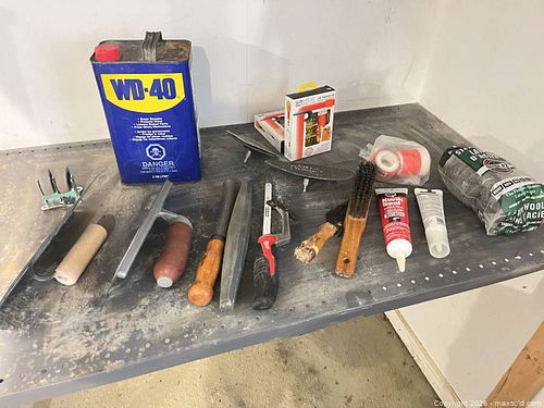 Lot of Masonry & Hand Tools with WD-40, Trowels, Wire Brush (1 of 9)