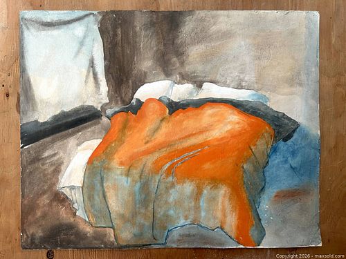 1982 Impressionist Interior Gouache & Watercolor Study (1 of 10)