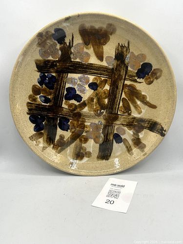Large Signed RB Mid-Century Studio Pottery Charger, 14" (1 of 12)