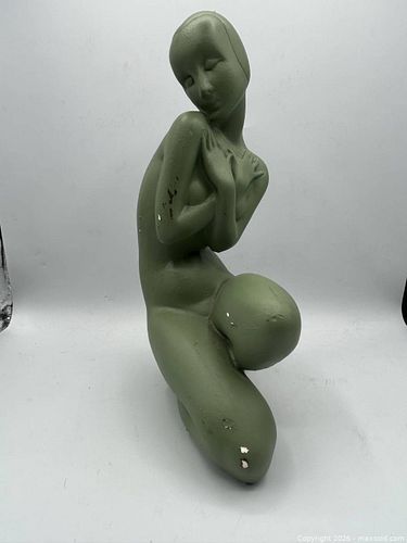 Vintage 1950s Alexander Backer Art Deco Chalkware Nude Sculpture  (1 of 15)