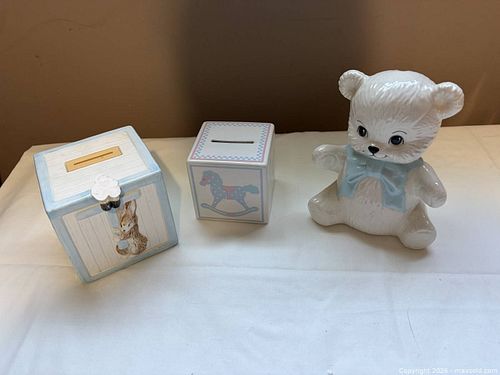 Ceramic Baby Coin Banks - Bunny, Rocking Horse & Teddy -jl (1 of 11)