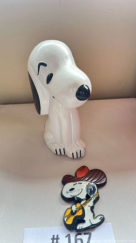 Vintage 1960'S-70's Ceramic Snoopy Piggy Bank & Decal (1 of 11)
