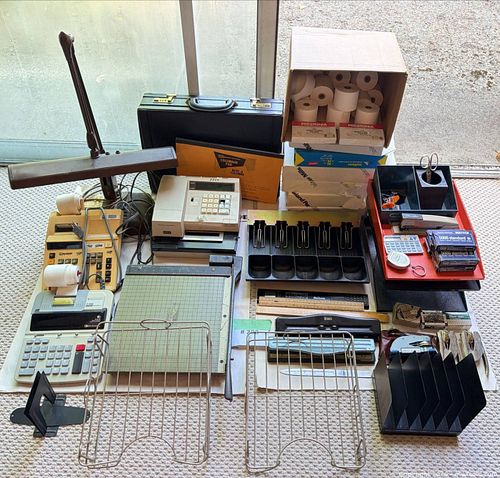 Vintage Office Equipment: Lamp, Calculator, Cash Drawer, Desk Items (1 of 19)