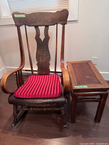 Wooden rocking chair and side table (1 of 16)