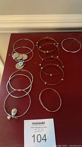 Lot of 13 Mixed Metal Bangles & Charm Bracelets (1 of 5)