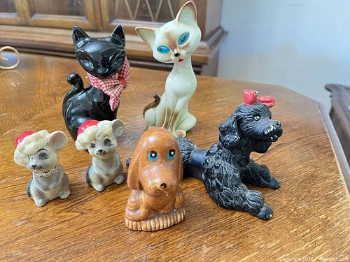 Giftcraft Vintage Ceramic Cats; 2 Anthropomorphic mice; Basset Hound Dog  (1 of 17)