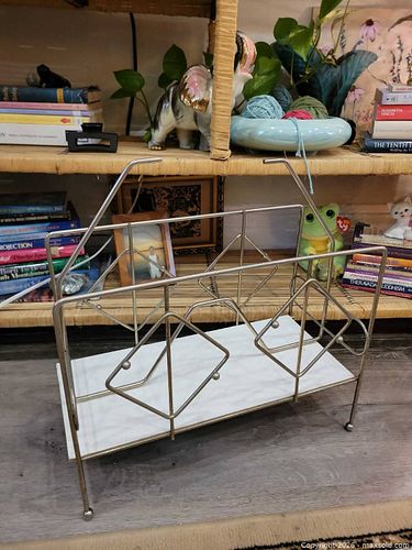 Mid-Century Brass & Marble Magazine Rack (1 of 2)