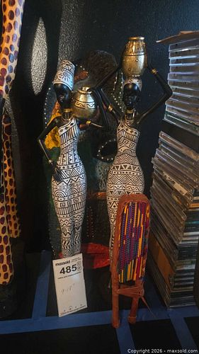 African Afrocentric Figurine Pair, Decorative Mask & Fabric Fan (1 of 7)