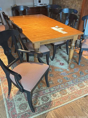 Ethan Allen Solid Wood Dining Table — Seats 10, 2 Leaves (1 of 19)