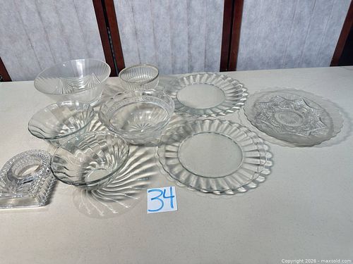 Assorted ClearGlass/ Crystal Bowls, Plates, Compote & Candle Holders (1 of 12)
