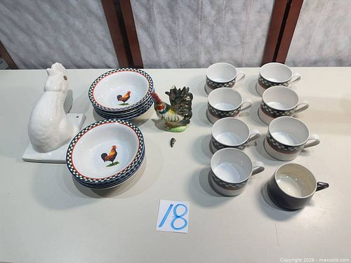 Ella's Rooster Bowls & Mugs with Ceramic Rooster Figurine (1 of 8)