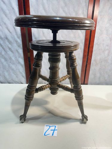 Victorian-Style Adjustable Swivel Stool with Glass Ball Feet (1 of 14)