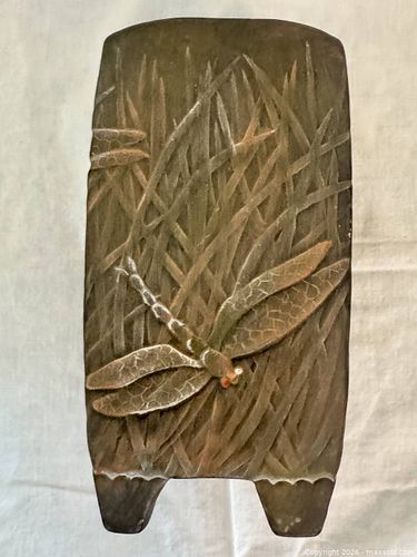 Studio Ceramic Vase with Carved Dragonfly Design – The Purple Iris Label (1 of 5)