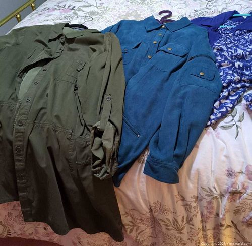 Together Women's Blouse, Teal jacket with domes, Khaki Pennington jacket (embroidered detail on back) (1 of 8)